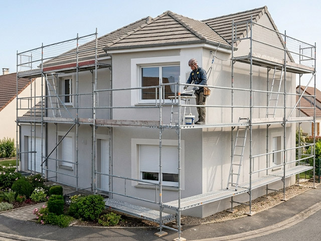 Maison moderne à Lacanau après un ravalement complet de façade et application de peinture protectrice blanche